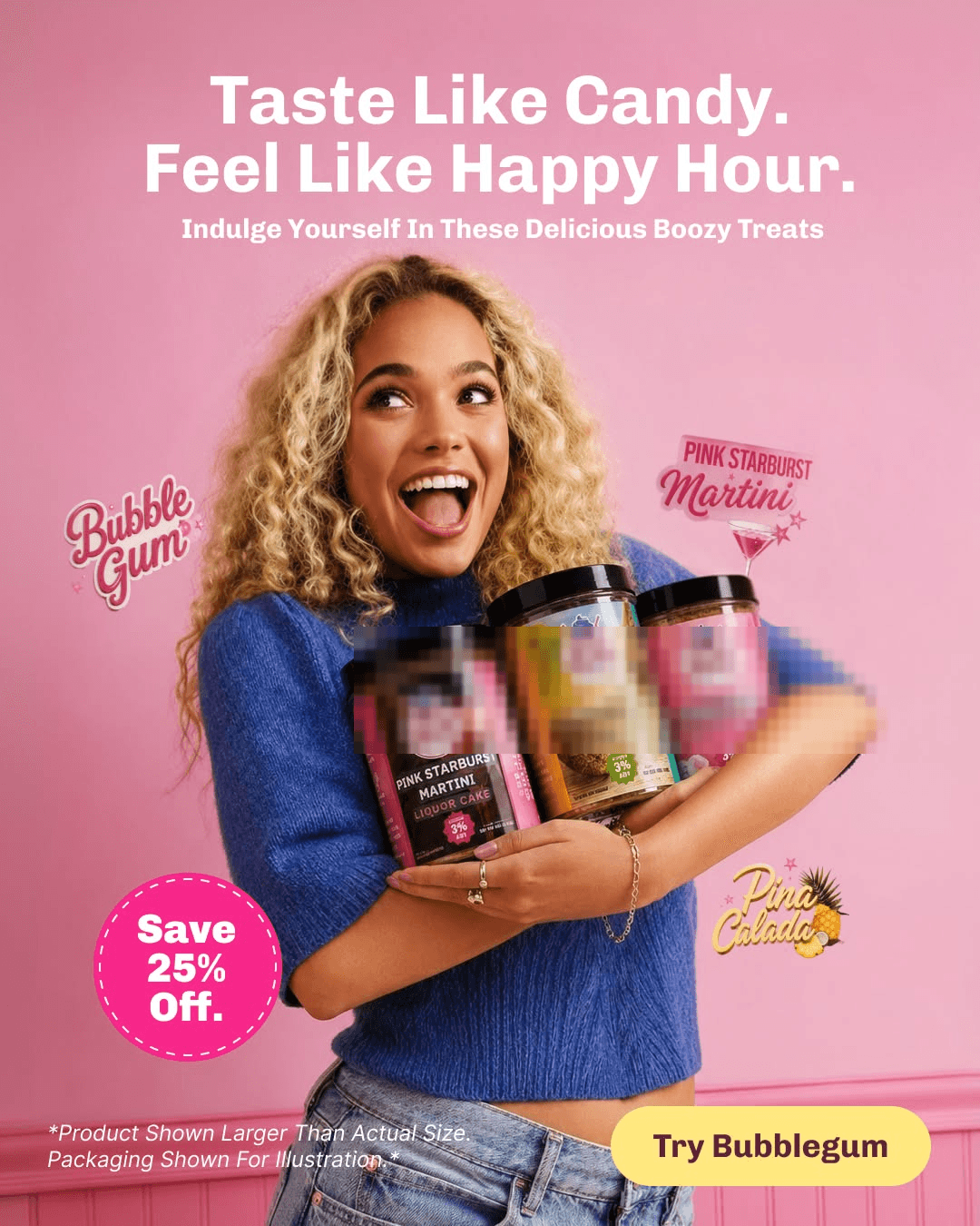 Flavor lineup ad, alcohol-infused cake jars